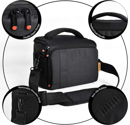 FOSOTO Waterproof (with Rain Cover) Shoulder Camera Case Bag Compatible for Nikon D5600 D750 D3300 Canon Rebel SL2 T7i EOS 80D 60D Sony A77II a68 a99II Travel DLSR SLR Camera Bags
