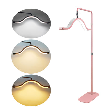 Fosoto FT-Y17 29'' LED Lash Light with Magnetic Remote & Tray, 45W Half Moon Floor Lamp for Eyelash, Makeup & Tattoo