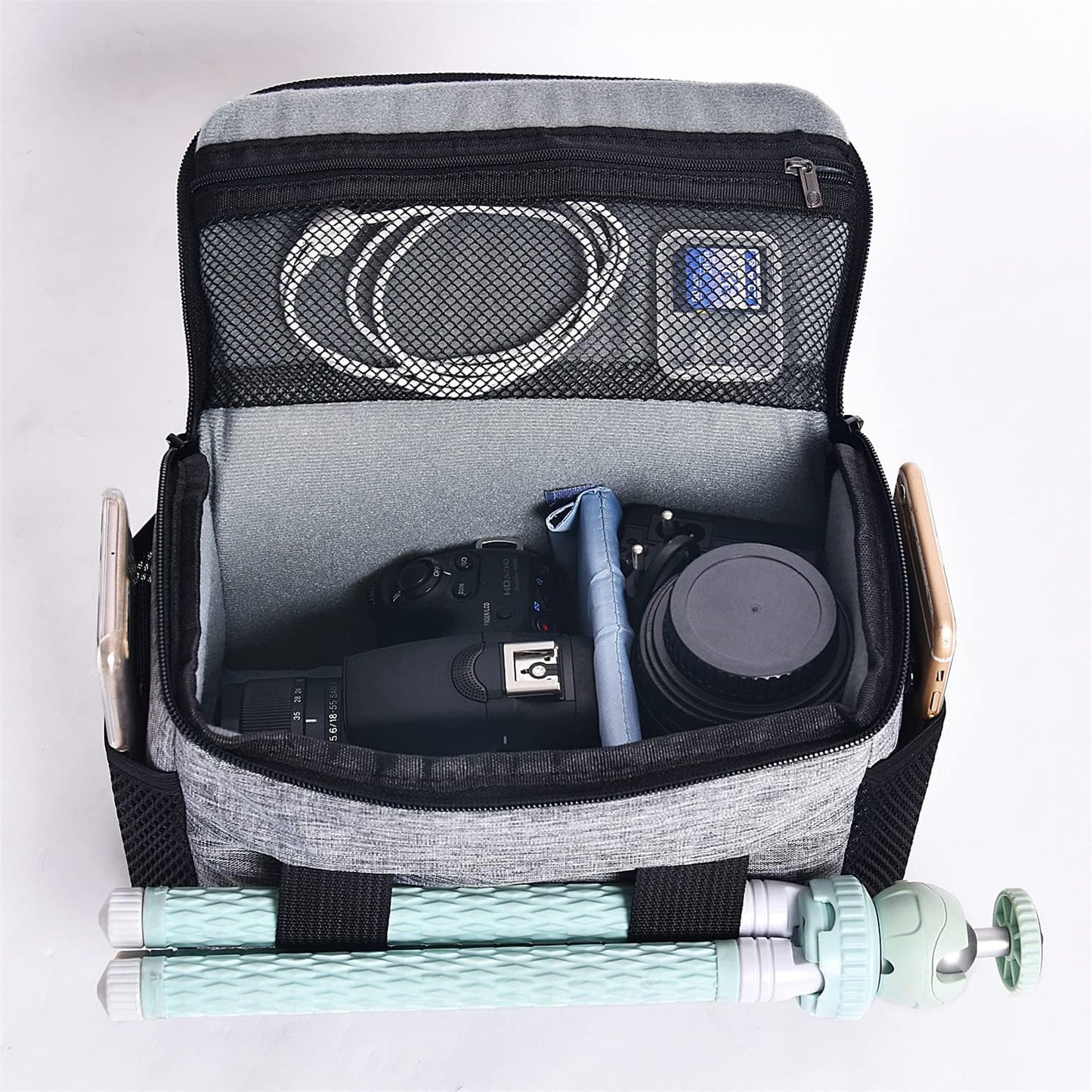 FOSOTO Waterproof DSLR Camera Bag Case,Shockproof Large Camera Lenses bags Compatible for Canon Rebel T7 2000D 4000D 700D 850D,Nikon D3500 D5600 D7500,Sony Photography Cases with Insert and Rain Cover
