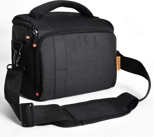 FOSOTO Waterproof (with Rain Cover) Shoulder Camera Case Bag Compatible for Nikon D5600 D750 D3300 Canon Rebel SL2 T7i EOS 80D 60D Sony A77II a68 a99II Travel DLSR SLR Camera Bags