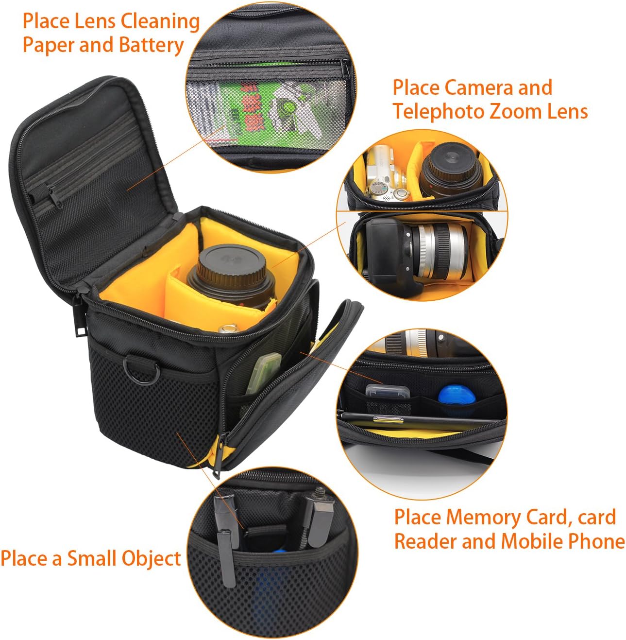 FOSOTO Waterproof (with Rain Cover) Camera Case Bag Compatible for Nikon Coolpix L340 B500 L330 L840 L830 L820 L620, Canon PowerShot SX410 SX420 SX530 M5 M100,Fujifilm XT20,Sony Alpha a6000 A6300 Nex7
