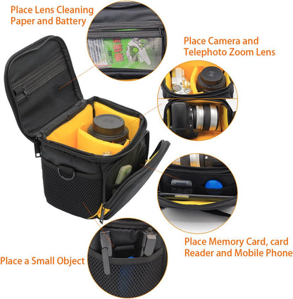 FOSOTO Waterproof (with Rain Cover) Camera Case Bag Compatible for Nikon Coolpix L340 B500 L330 L840 L830 L820 L620, Canon PowerShot SX410 SX420 SX530 M5 M100,Fujifilm XT20,Sony Alpha a6000 A6300 Nex7