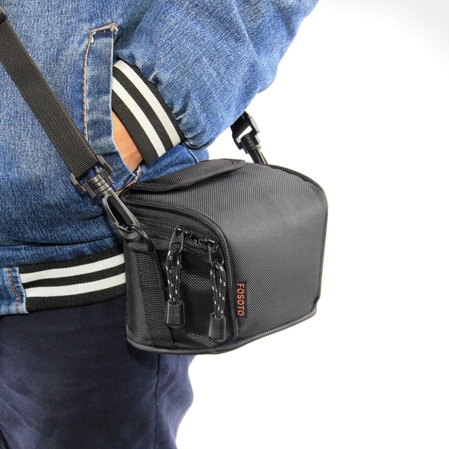 FOSOTO Camera Case Bag Compatible for Nikon Coolpix L330 L340 L320 L310 L820 L810 L620,Canon Powershot SX420 SX510 HS G1, Nikon J5 J3 S1 V2 V3,Panasonic Lumix LZ20 LZ30,Sony Video Camera - (Black)