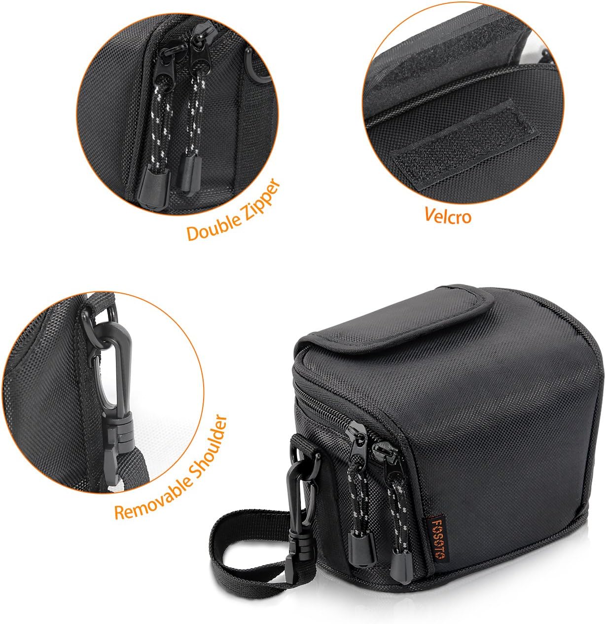 FOSOTO Camera Case Bag Compatible for Nikon Coolpix L330 L340 L320 L310 L820 L810 L620,Canon Powershot SX420 SX510 HS G1, Nikon J5 J3 S1 V2 V3,Panasonic Lumix LZ20 LZ30,Sony Video Camera - (Black)