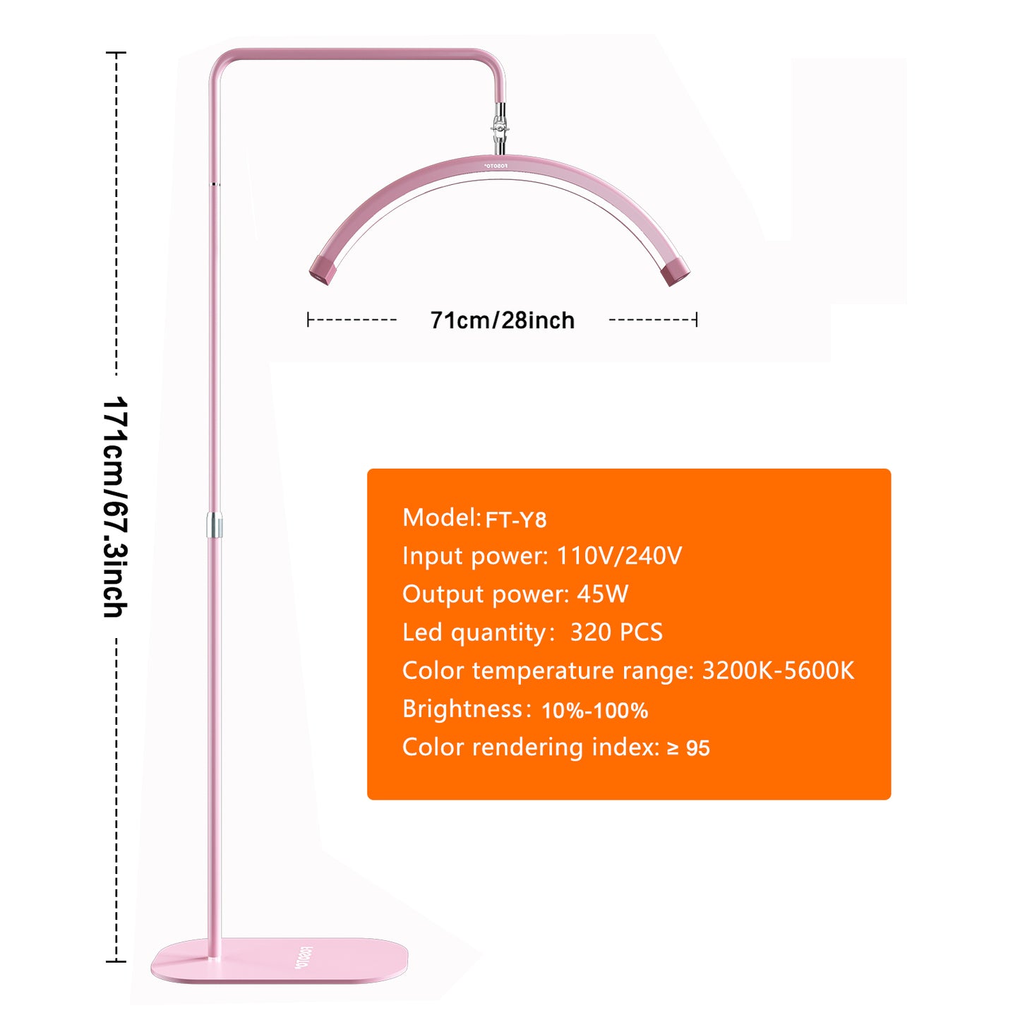 FOSOTO FT-Y8II Multi-Directional Lash Light – 45W LED for Beauty Salons & Photography