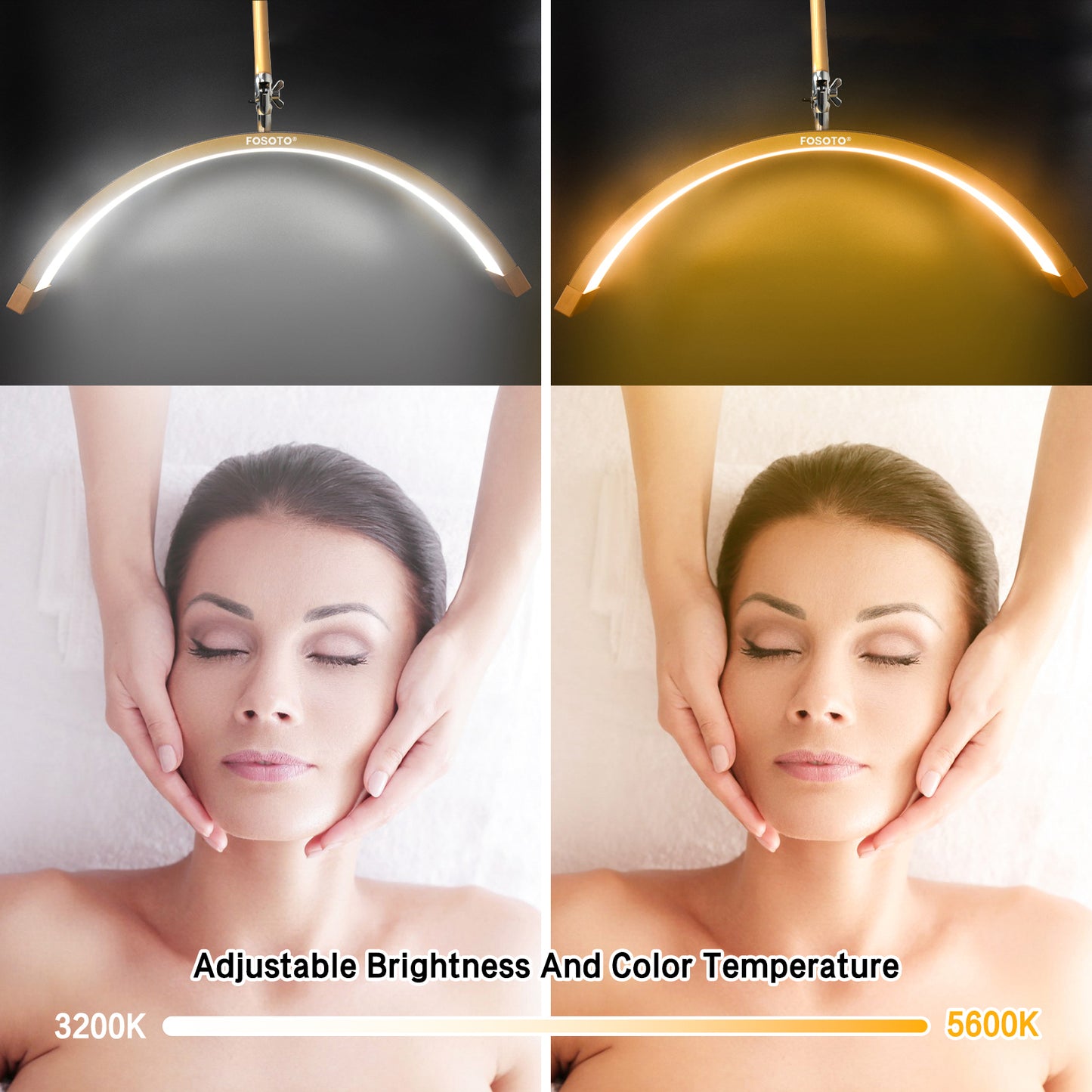 Fosoto 24inch U-shaped Vedio Wall Mounted Half-Moon light Fill light With Diamond For Beauty Salon Lashes Barbershop Nail