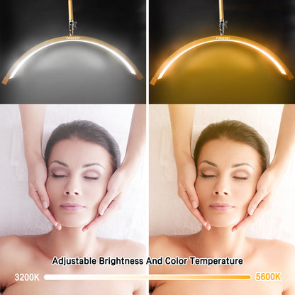 FOSOTO 24-Inch Wall-Mounted U-Shaped Half-Moon LED Fill Light with Diamond Design – Adjustable Beauty Light for Lash Extensions, Nail Techs, Barbershops & Salons