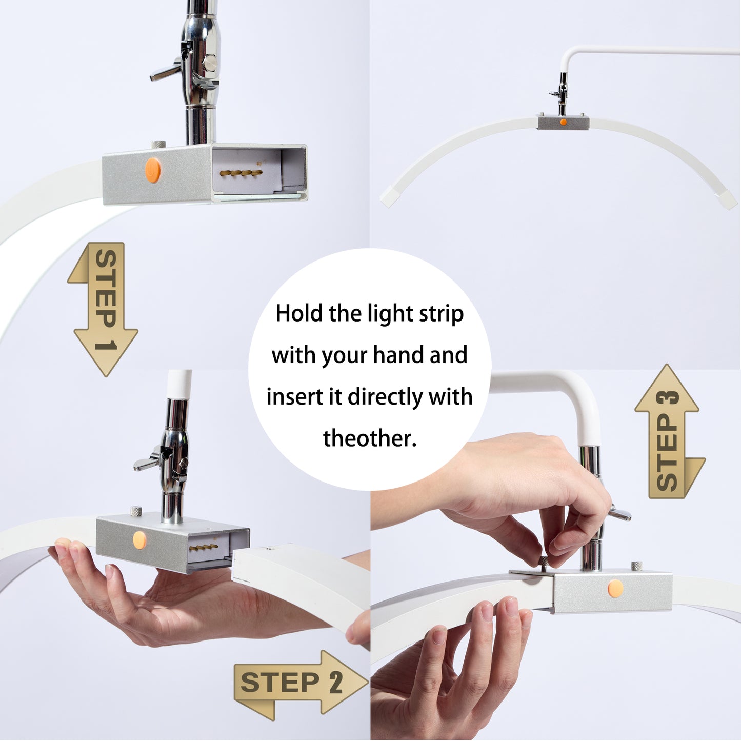 FOSOTO Foldable 2 in 1 Half Moon Light with Mirror, Flicker-Free, CRI 95+ Beauty Lamp