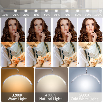 Fosoto 28inch 45W New Multi-angle Rotation half -Moon Light LED Floor Lash Lamp with Phone Clip for Eyelash Tattoo beauty Salon