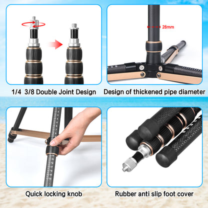 Fosoto SL285 Carbon FiberLed Light Tripod Stand 2.5m Head Softbox For Photo Studio Photographic Lighting Flash LED Light - FOSOTOFosoto SL285 Carbon FiberLed Light Tripod Stand 2.5m Head Softbox For Photo Studio Photographic Lighting Flash LED Light