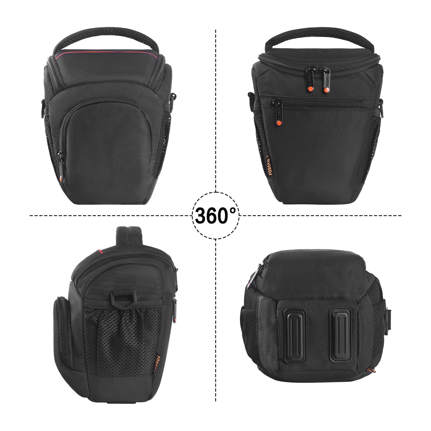 FOSOTO Compact DSLR Camera Bag Shoulder Crossbody Case Compatible for Canon EOS Rebel T6 T7 T8i T100 SL3 XTi 4000D 2000D Nikon D5600 D3400 D3500 Pentax K-70 Olympus E-M10 with Waterproof Rain Cover
