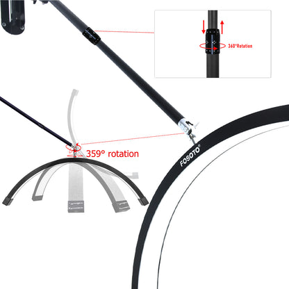 Fosoto 24inch U - shaped Vedio Wall Mounted Half - Moon light Fill light With Diamond For Beauty Salon Lashes Barbershop Nail - FOSOTOFosoto 24inch U - shaped Vedio Wall Mounted Half - Moon light Fill light With Diamond For Beauty Salon Lashes Barbershop Nail