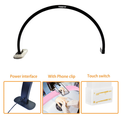 Fosoto FT - Y10II 20W Led Nail Table Lamp Manicure Fill Light Half Moon Desk Light With Phone Holder For Lashes Nail - FOSOTOFosoto FT - Y10II 20W Led Nail Table Lamp Manicure Fill Light Half Moon Desk Light With Phone Holder For Lashes Nail