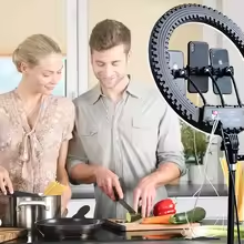 FOSOTO FT-18N Dimmable LED Ring Light 55W Photography Lighting Kit with Tripod Stand for Phone & Live Streaming