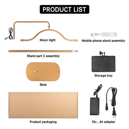 Fosoto Half-Moon 29'' LED Light with Phone Clip – Multifunctional Ring Lamp for Salon, Streaming, Lash & PMU Work