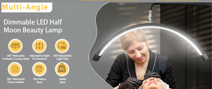 Fosoto 28inch Multifunctional Ring Light Half Moon LED Lamp with remote control Floor Video Fill Light for Beauty Salon Makeup