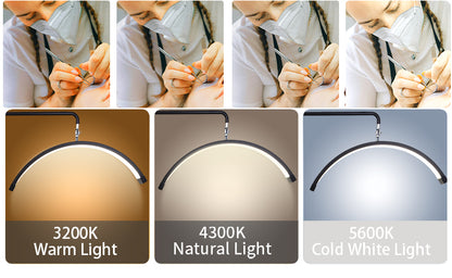 Fosoto 28inch Multifunctional Ring Light Half Moon LED Lamp with remote control Floor Video Fill Light for Beauty Salon Makeup