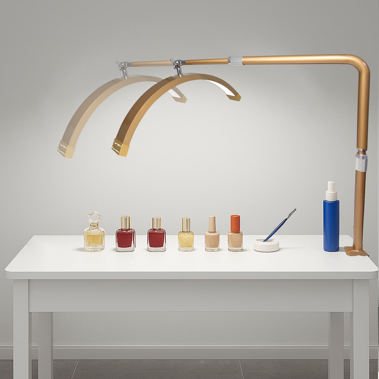 Fosoto 25inch LED Nail light Desk Lamp with Fixing clip, 3 Color Stepless Dimming Eye Protection Flexible Rotating Lamp Head for Beauty Manicure Shop