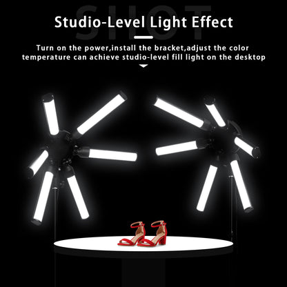 FOSOTO Photographic Lighting Dimmable 3200 - 5600K 6 Tubes LED Photography Star Light Lamp for Camera Photo Studio Phone Shooting, YouTube Makeup with Tripod Stand - FOSOTOFOSOTO Photographic Lighting Dimmable 3200 - 5600K 6 Tubes LED Photography Star Light Lamp for Camera Photo Studio Phone Shooting, YouTube Makeup with Tripod Stand