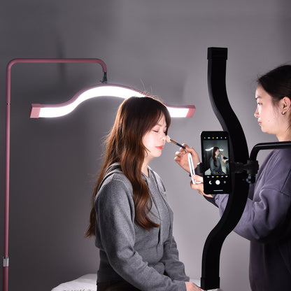 Fosoto Half-Moon 29'' LED Light with Phone Clip – Multifunctional Ring Lamp for Salon, Streaming, Lash & PMU Work