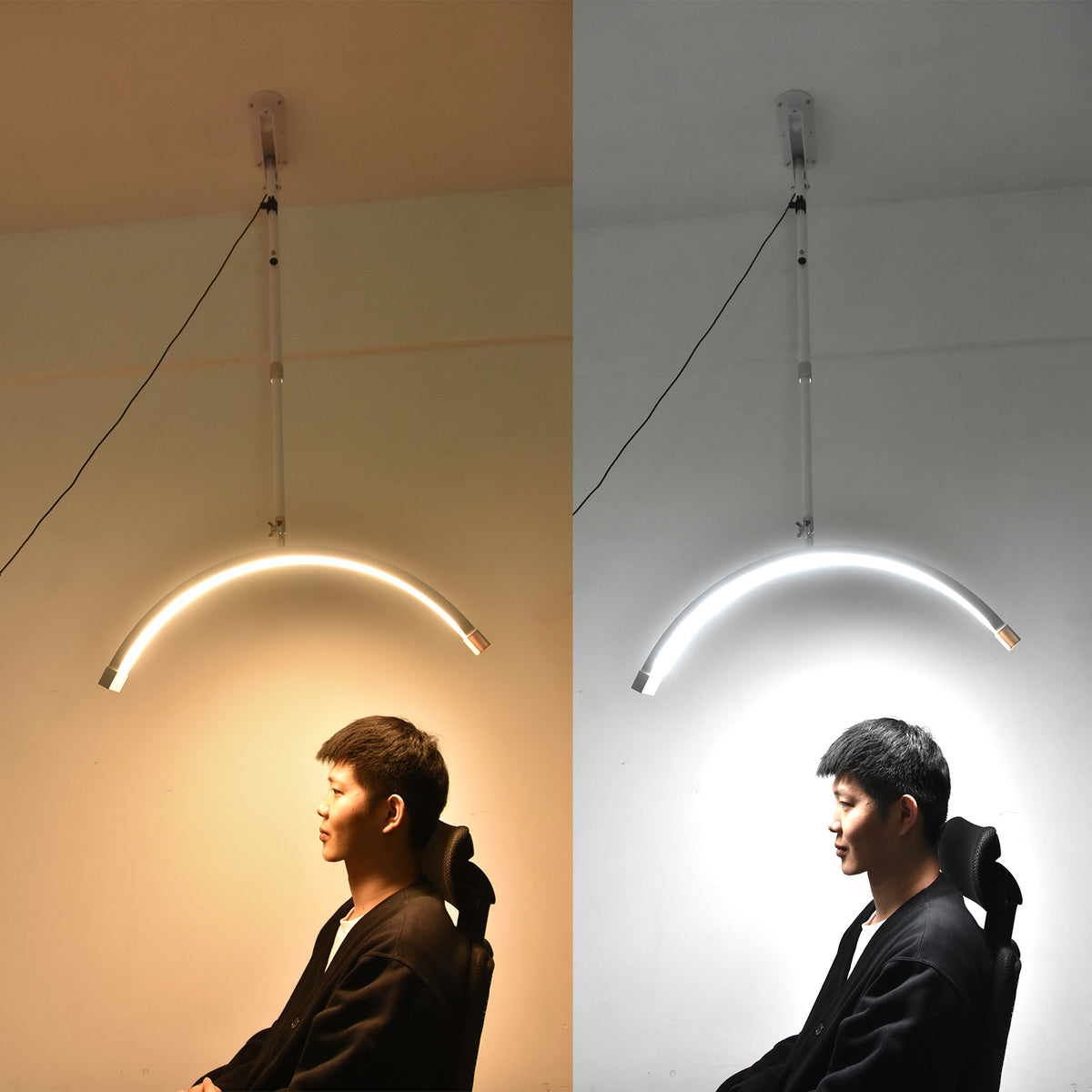 Fosoto Dimmable LED Video Light wall mount half moon light 3200K-5600K Fill light for Beauty Salon Makeup Nail Barbershop