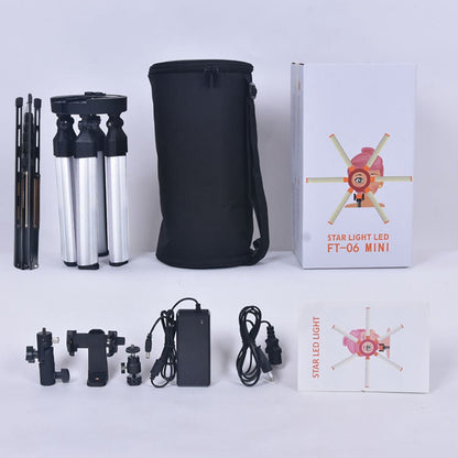 FOSOTO Photographic Lighting Dimmable 3200 - 5600K 6 Tubes LED Photography Star Light Lamp for Camera Photo Studio Phone Shooting, YouTube Makeup with Tripod Stand - FOSOTOFOSOTO Photographic Lighting Dimmable 3200 - 5600K 6 Tubes LED Photography Star Light Lamp for Camera Photo Studio Phone Shooting, YouTube Makeup with Tripod Stand