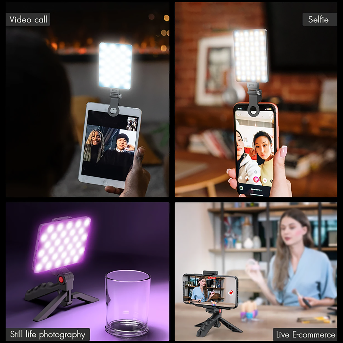 Fosoto Portable LED Panel Full Color Video Light Functional Pocket Light LED Phone light for photography