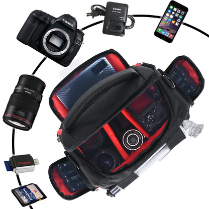 FOSOTO DSLR Camera Shoulder Bag Case Compatible for Canon EOS Rebel T7 T6 4000D 80D 90D 6D Mark II,Nikon D3500 D3400 D5600 D60 D750,Sony SLR and Lenses (Large) - FOSOTOFOSOTO DSLR Camera Shoulder Bag Case Compatible for Canon EOS Rebel T7 T6 4000D 80D 90D 6D Mark II,Nikon D3500 D3400 D5600 D60 D750,Sony SLR and Lenses (Large)