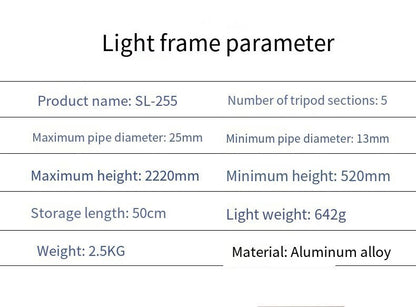 Fosoto SL255 220cm Portable Tripod Photography Light Stand - FOSOTOFosoto SL255 220cm Portable Tripod Photography Light Stand