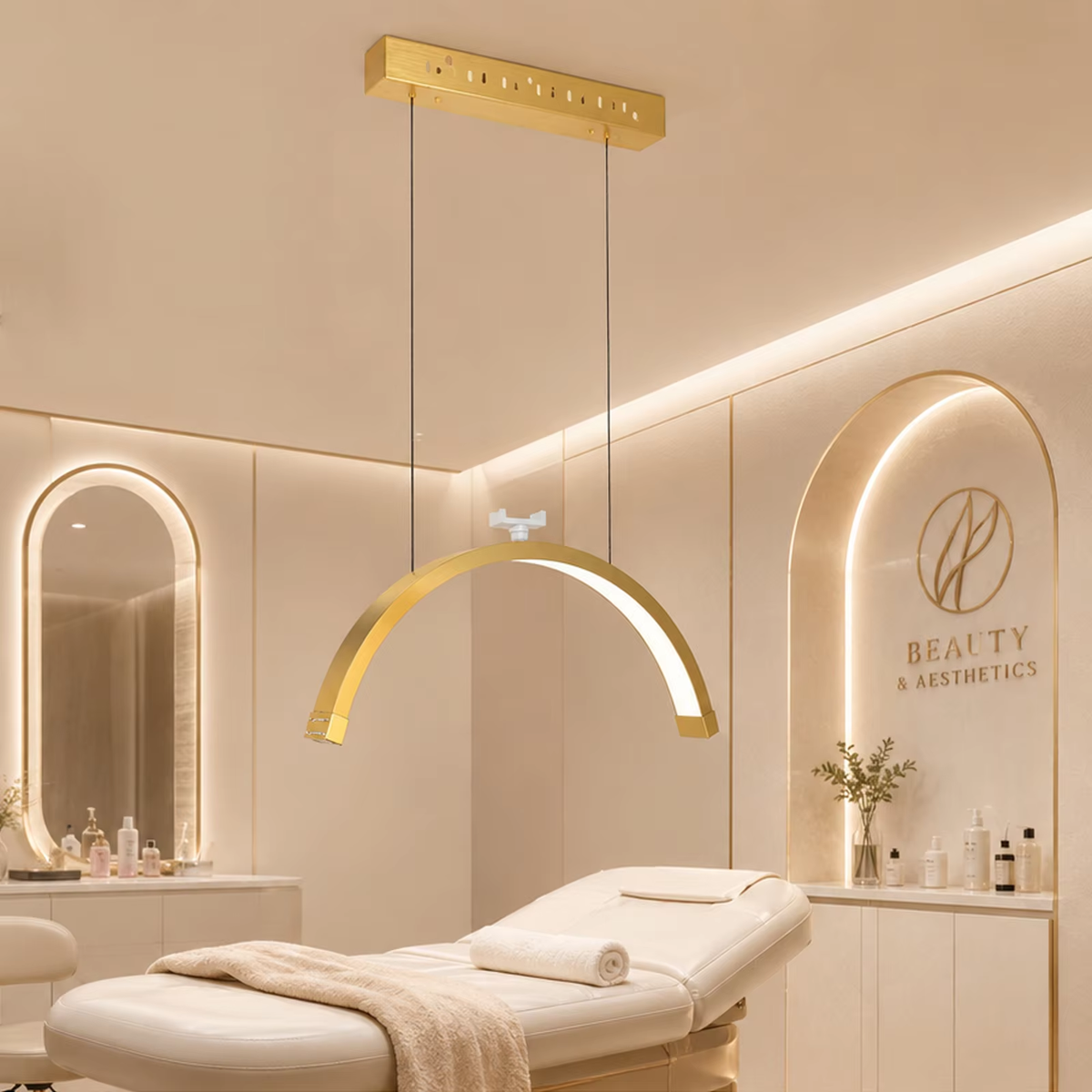 Fosoto 1.8M 45W Ceiling-Mounted Retractable LED Beauty Half Moon Light for Lash & Facial