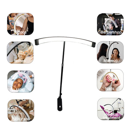 FOSOTO 24-Inch Wall-Mounted U-Shaped Half-Moon LED Fill Light with Diamond Design – Adjustable Beauty Light for Lash Extensions, Nail Techs, Barbershops & Salons