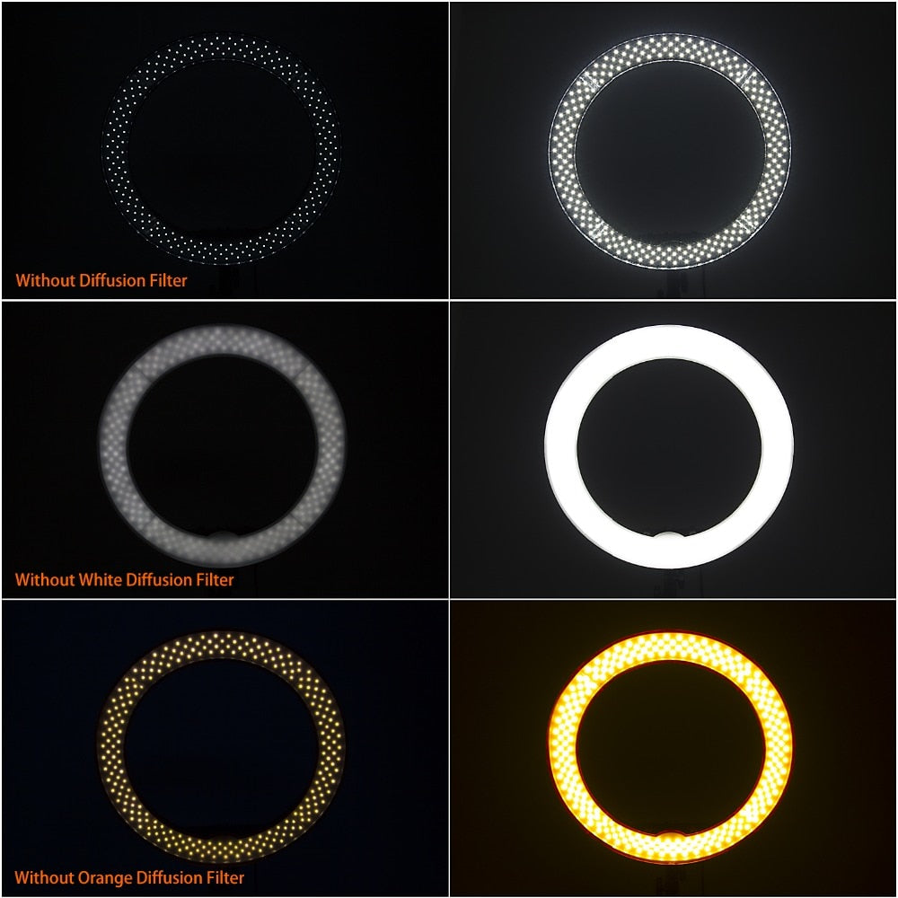 FOSOTO RL-18 55W 5500K 240 LED Photographic Lighting Dimmable Camera Photo/Studio/Phone Photography Ring Light Lamp&Tripod Stand