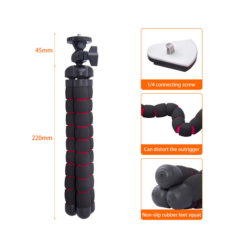 fosoto Medium Octopus Flexible Digital Camera Stand Gorillapod Monopod Mini Tripod with Holder for Gopro hero 2 4 3+ 3 and phone