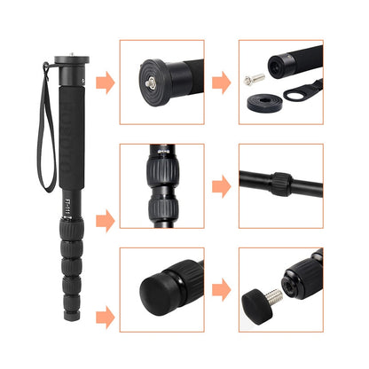 fosoto FT-111 Tripod 1560mm Alumninum Camera Unipod Monopod Flip Lock w/3 Legs Base Mini Tripod Stand For Canon Nikon DSLR Phone