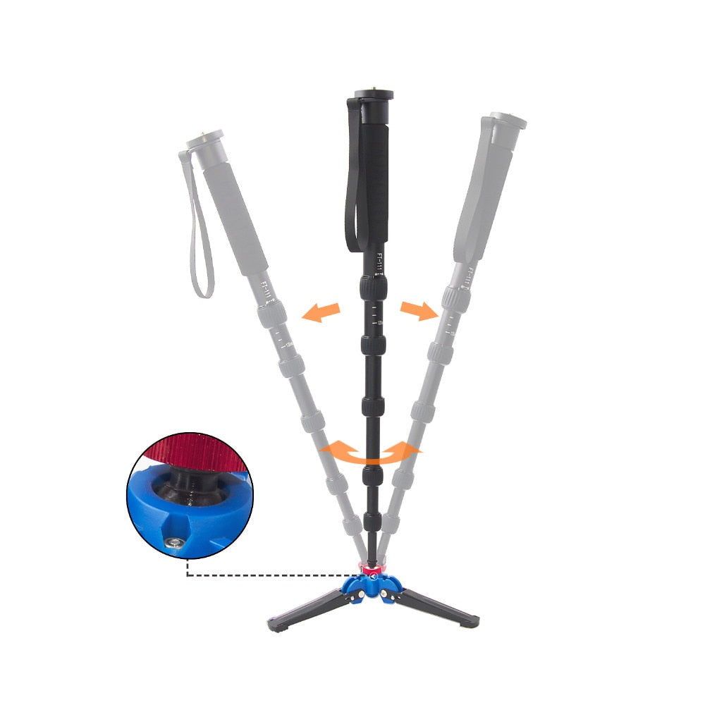 fosoto FT-111 Tripod 1560mm Alumninum Camera Unipod Monopod Flip Lock w/3 Legs Base Mini Tripod Stand For Canon Nikon DSLR Phone