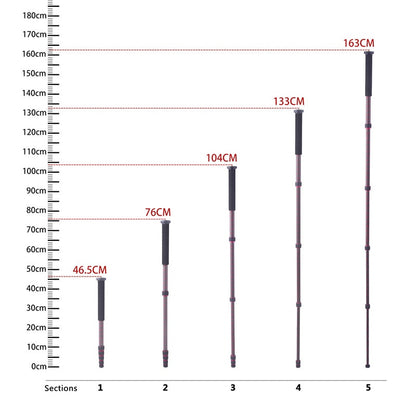 Trépied monopode d'appareil photo en fibre de carbone fosoto C-222 rouge et noir avec base de support adaptateur 3/8" Mini trépied professionnel pour téléphone reflex numérique