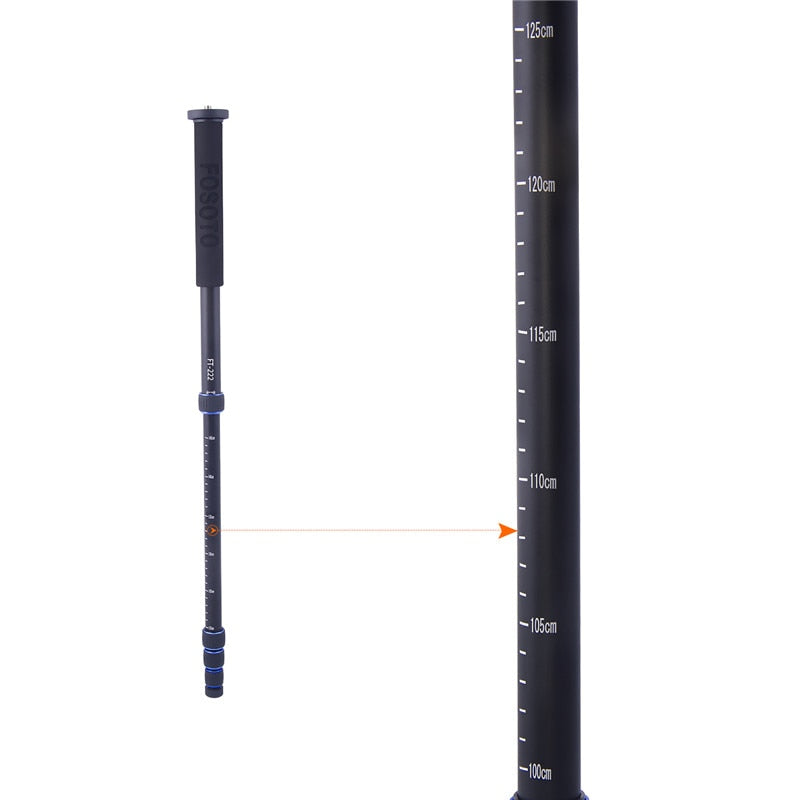 Fosoto F-222+M1 Mini appareil photo numérique en aluminium Unipod Monopode 1650 mm avec verrouillage et base à 3 pieds A-222 Support de trépied pour reflex numérique Canon Nikon
