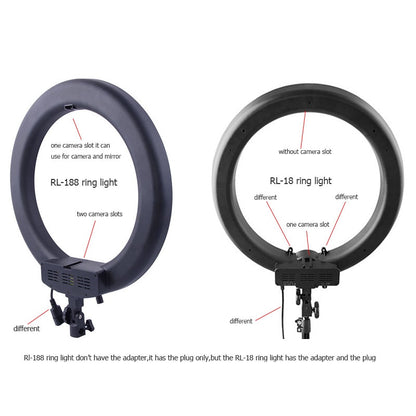 fosoto Newest RL188 DSLR Camera Photo Studio Phone Video 18"55W 240 LED 5500K Photography Dimmable Ring Light Lamp&Tripod Stand
