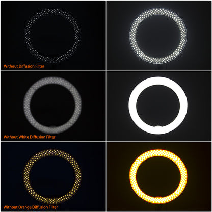 Fosoto RL-18 "Cámara de fotos/teléfono/vídeo 55W 240 Anillo de luz LED 5500K fotografía lámpara de anillo regulable con 4 colores de plástico/trípode