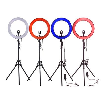 Fosoto RL-18 "Cámara de fotos/teléfono/vídeo 55W 240 Anillo de luz LED 5500K fotografía lámpara de anillo regulable con 4 colores de plástico/trípode