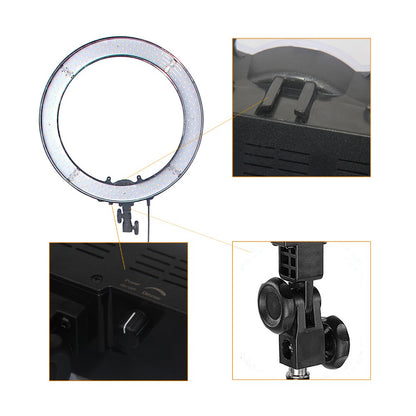 Fosoto RL-18 "Cámara de fotos/teléfono/vídeo 55W 240 Anillo de luz LED 5500K fotografía lámpara de anillo regulable con 4 colores de plástico/trípode