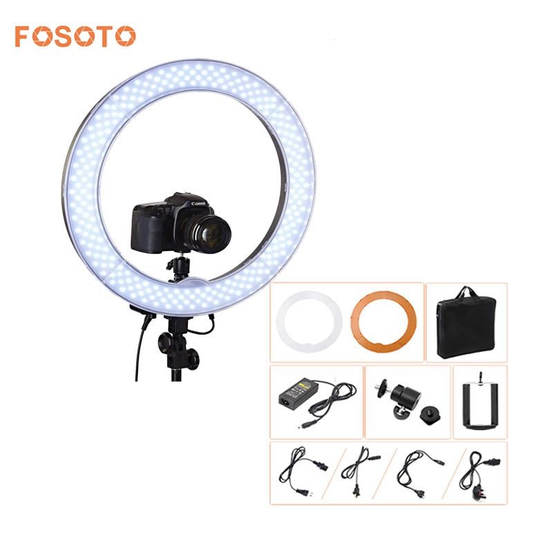 fosoto Camera Photo Video 18"RL-18 240 LED Ring Light 5500K 55W Dimmable Photography Ring Video Light lamp for Camera Fill Light