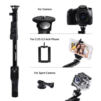 perche à selfie fosoto FT-777 Bluetooth 50" vs monopode portable YT-1288 avec Bluetooth et étui pour trépied Gopro Dslr Camera IPhone7