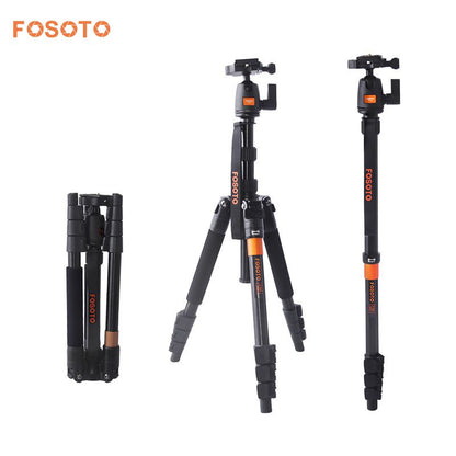 Fosoto F-555 profesional portátil aleación de aluminio y magnesio Q555 trípode para cámara monopié soporte y cabezal de bola para Canon Nikon Sony