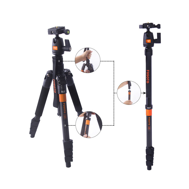 fosoto F-555 Professional Portable Magnesium Aluminium Alloy Q555 Camera Tripod Monopod Stand & Ball Head For Canon Nikon Sony