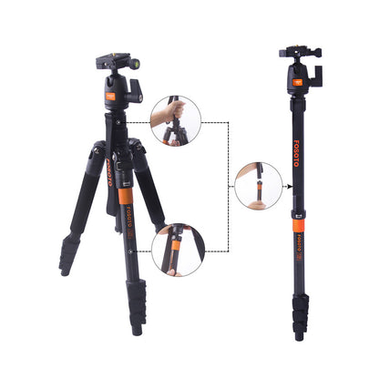 Fosoto F-555 profesional portátil aleación de aluminio y magnesio Q555 trípode para cámara monopié soporte y cabezal de bola para Canon Nikon Sony