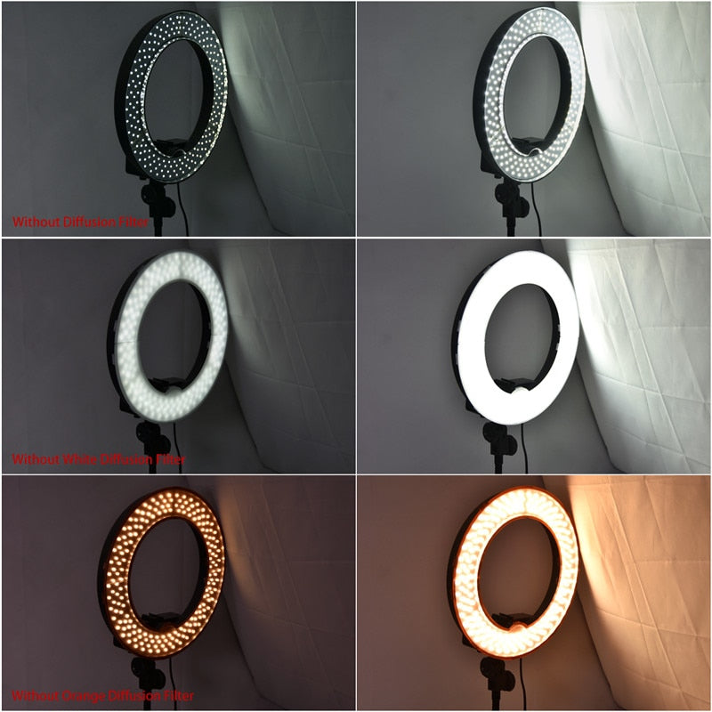 fosoto RL-12 photographic lighting 42W 5500K 180 LED Dimmable Camera Photo Studio Phone Photography Ring Light Lamp&Tripod Stand