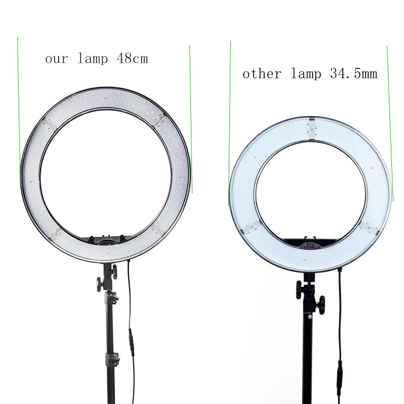 FOSOTO RL-18 55W 5500K 240 LED Photographic Lighting Dimmable Camera Photo/Studio/Phone Photography Ring Light Lamp&Tripod Stand