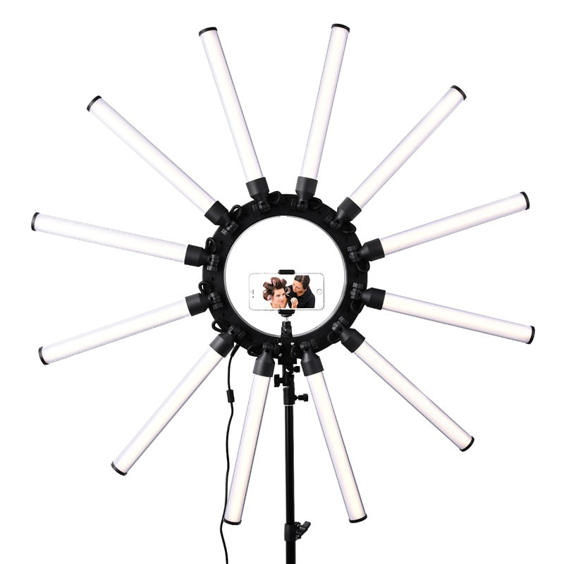 fosoto TL-1800 Photographic Lighting Dimmable 3200-5600K 12 Tubes 672 Leds Camera Photo Studio Phone Photography ring light Lamp
