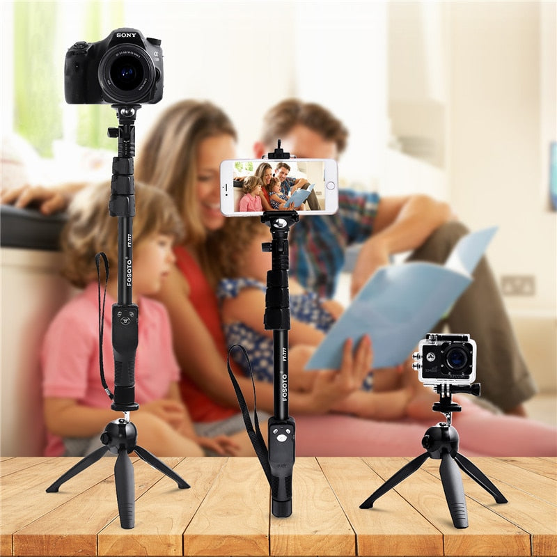 fosoto FT-777+228 Selfie Stick VS YT-1288  bluetooth 50" Handheld monopod Tripod Base Stand For Gopro Dslr Camera IPhone7 8